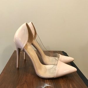 Fashion Nova Nude and Clear Heels - Size 10